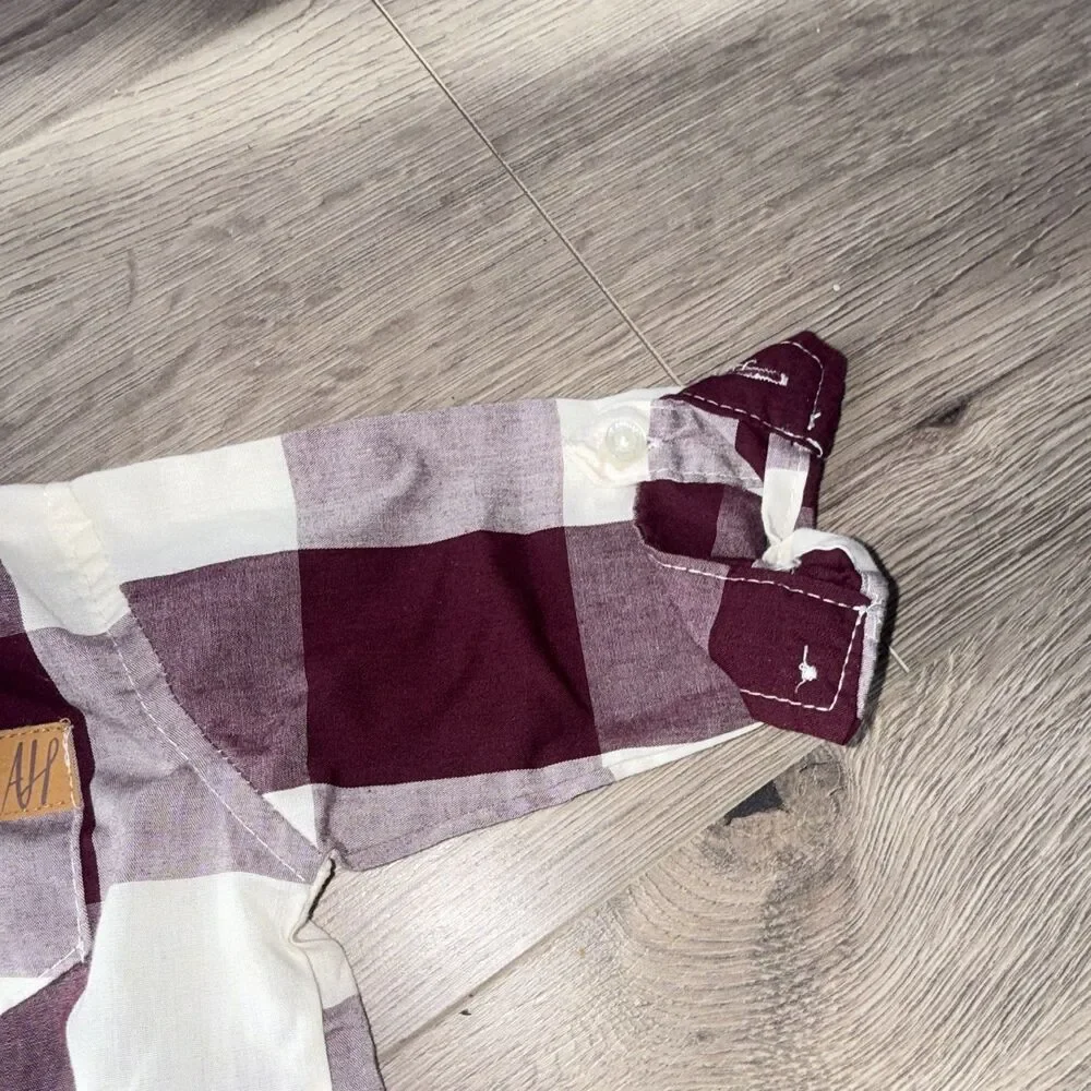 American Hawk Boys Plaid Long Sleeve Button Front Snap Bodysuit 6-9 Months